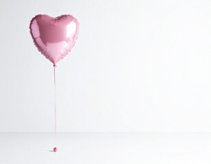 Heart shaped balloon mockup for valentine, isolated on white background, copy space	
