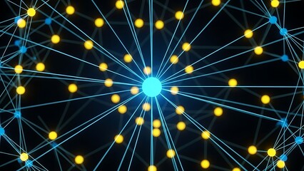 Network connections with glowing nodes and lines on dark background