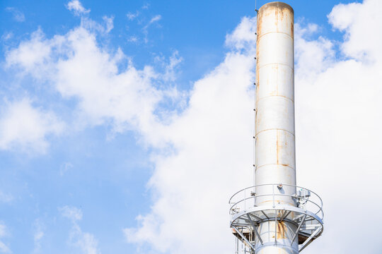 Continuous emission monitoring system. Exhaust system concept Clean air environmental protection. Factory industrial chimney emission monitoring. Sustainable manufacturing air pollution reduction