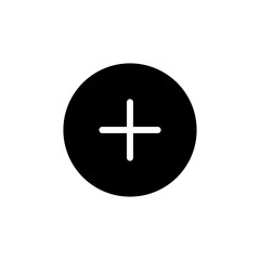 Obraz premium Plus sign icon within a black circle for adding, creating, or increasing functionality