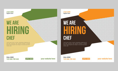 We are hiring chefs or cook helpers for a job social media post