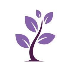 Purple growing plant icon representing growth, nature, and organic development