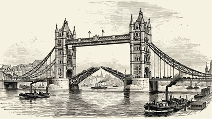 Obraz premium Detailed sketch of Tower Bridge in London