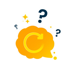 vector illustration of mind bubble with question mark. rethink, reconsideration, and second thought concept
