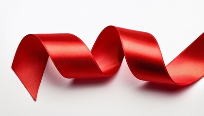 Red Satin Ribbon Curl On White