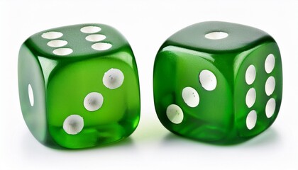 Two Green Dice Isolated On White