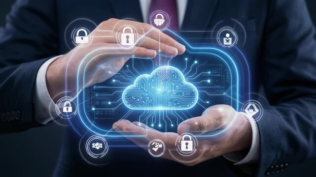 Modern Cloud Computing Concept with Hands and Digital Technology