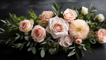 Elegant Floral Arrangement With Soft Rose Shades And Greenery