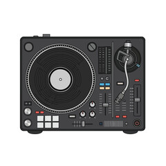 Fototapeta premium A vector illustration of a DJ's turntable with controls and sliders in a top view
