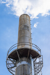 Continuous emission monitoring system. Exhaust system concept Clean air environmental protection. Factory industrial chimney emission monitoring. Sustainable manufacturing air pollution reduction