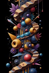 Abstract geometric composition on a black background