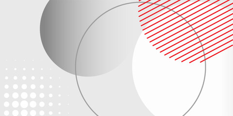 Red flat shape and white fluid blob, grey liquid stain and red geometric form. Set of isolated abstract white spot with gradient or dynamic color. Background for card or template design for flyer