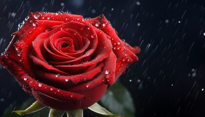 Red Rose With Water Drops