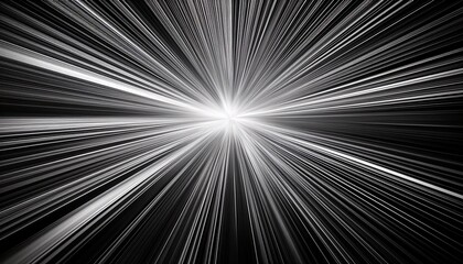 Abstract Black And White Background With Light Burst And Radial Lines