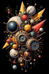 Abstract geometric composition on a black background