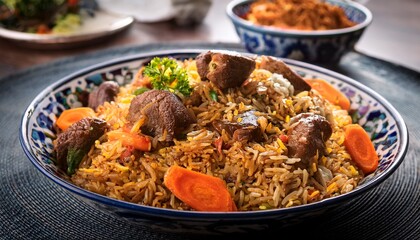 Plov Meal Served In Tashkent Uzbekistan