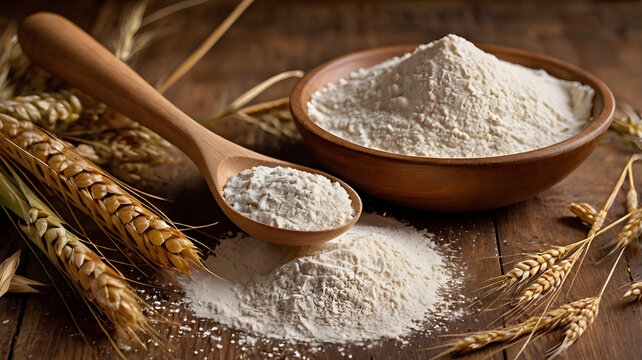 flour in wooden spoon
