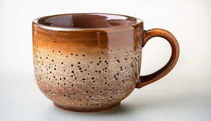 Rustic Speckled Ceramic Mug With Unique Texture For Cozy Beverage Enjoyment Isolated On Transparent Background