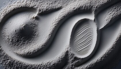 Closeup Of Grey Powder With A Smooth Texture And An Imprint