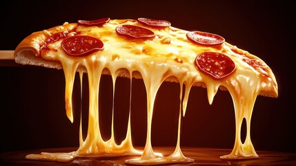 Melted cheese pizza slice