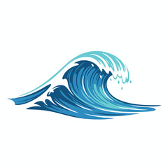A stylized illustration of a wave, depicted with gradients of blue and white on a clean background