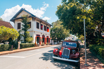 street view of luang prabang city, laos