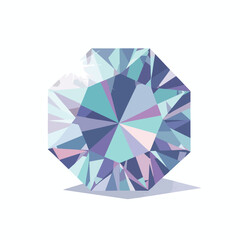Vector illustration of a faceted gemstone, with cool tones and a white background