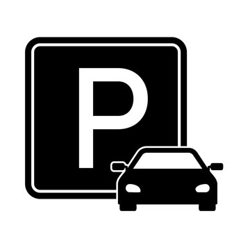 Public car parking icons and parking location symbols