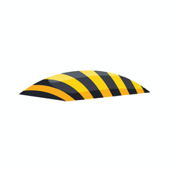 Cartoon illustration of a speed bump with black and yellow stripes, on white