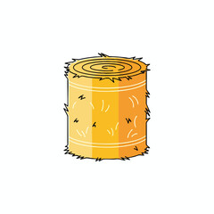 Cartoon depiction of a cylinder-shaped hay bale with dark outlines