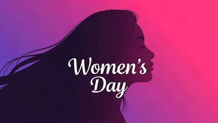 Silhouette of a woman's face with the text women's day in elegant script