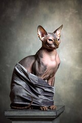Whimsical Sphynx Cat Statue: A Unique Blend of Modern and Vintage Artistic Expression in Surrealist Sculpture Design