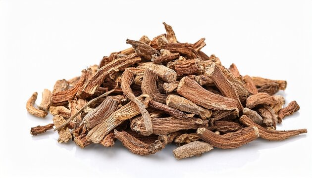 Dry Arjun Chal Or Terminalia Arjuna Ayurvedic Herb On White Background