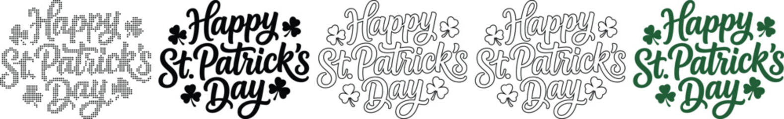 Happy St Patricks Day Greetings with Shamrock Designs © Azizul
