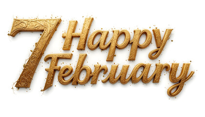 Golden Happy February 7th Greeting Card Template