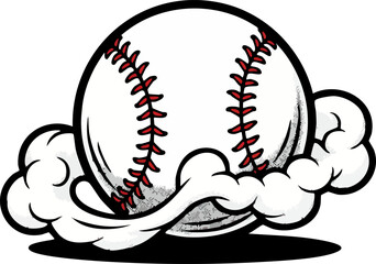 Classic Baseball Icon with Stylized Dust and Action Motion Effect