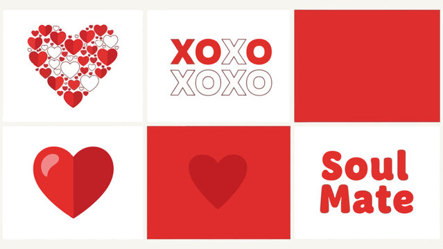 Valentines Day Hearts and Text, Romantic Symbols for Love and Relationships