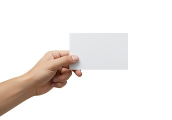 Fototapeta premium hand holding a blank white card for message or announcement purposes easily