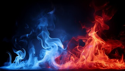 Fototapeta premium Red And Blue Fire On Balck Background