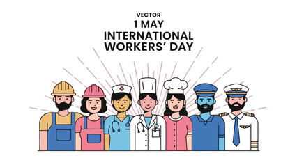 Diverse International Workers Day Vector Illustration Celebrating Labor and Professions