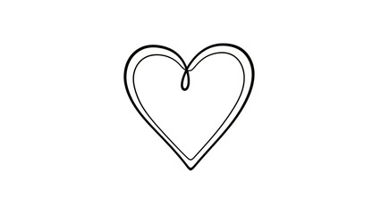 Simple black and white line drawing of a heart shape with a double outline.