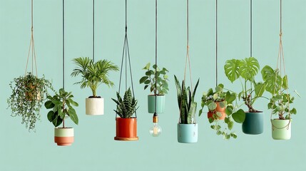 Hanging Potted Plants on Strings.