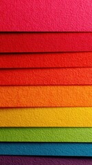Vibrant layers of colored paper showcasing rainbow hues in a neat, organized stack