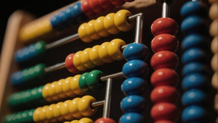 Colorful Wooden Abacus Beads for Learning and Counting.