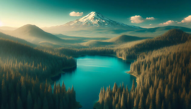 sunrise in mountains with clouds background wallpaper - Powered by Adobe