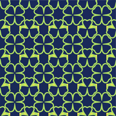 Fototapeta premium Seamless floral lattice pattern in neon yellow on dark blue background