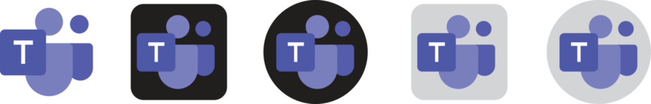 Set of Microsoft Teams logo icons in various styles