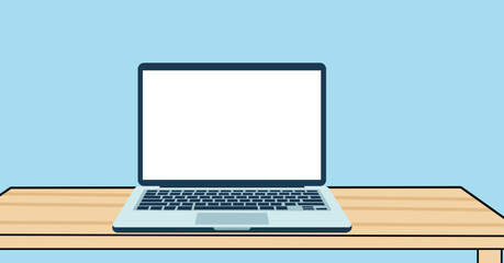 Fototapeta premium Laptop on Desk Screen Vector Mockup