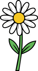 Daisy flower simple cute cartoon drawing design element.