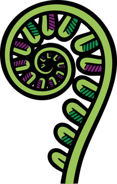 Vibrant Green Fern Fiddlehead Coil Graphic Design Element